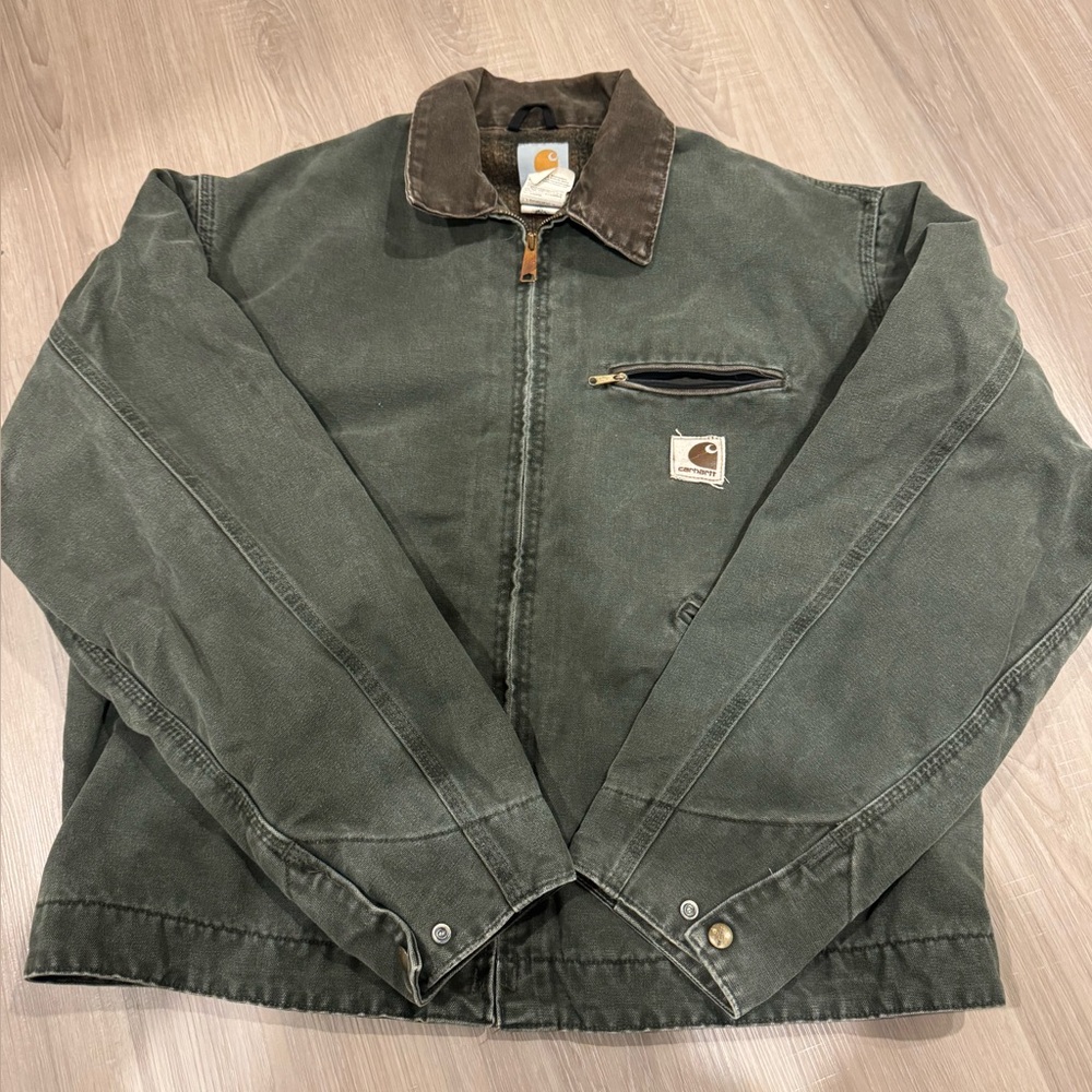 Vintage 2000 XL Carhartt J97MOS Detroit Moss Green Patina Blanket Lined Jacket
